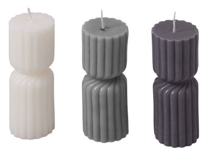 Набор свечей с гранями Vela, темно-серый, белый