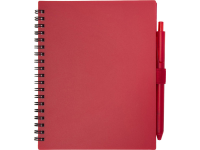 Набор Niove из блокнота из переработанного пластика в мягкой обложке и шариковой ручки (синие чернила) - Красный