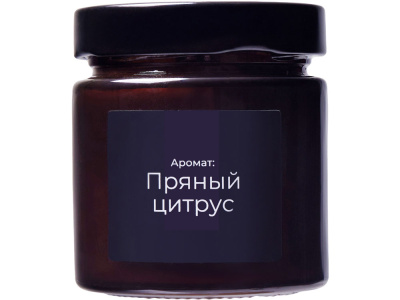 Свеча в стеклянной коричневой банке 200мл, аромат Пряный цирус, фитиль деревянный