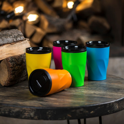 Термокружка  "Neon";  350 мл; желтый; металл/пластик