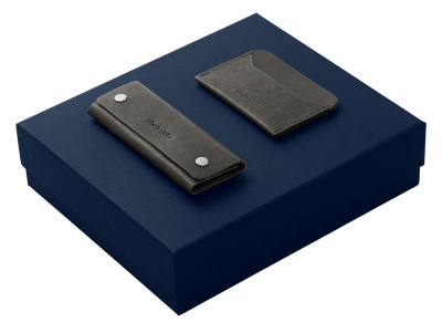 Подарочный набор Long River: картхолдер, ключница, синяя коробка , размер С лого