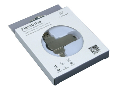 Металлическая флешка для айфона 3 в 1 (i-flash_TYPEC_3_in_1.64.S, I= 64 Гб USB 3.0, Металлический корпус. Без перс.) , размер 64Gb