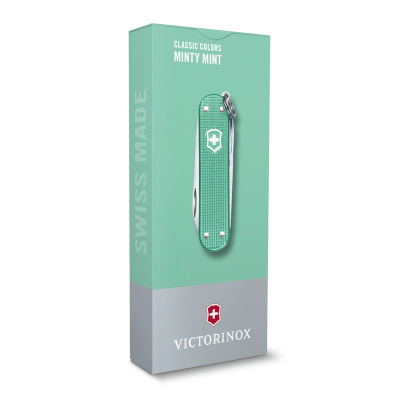 Нож-брелок VICTORINOX Classic SD Alox Colors "Minty Mint", 58 мм, 5 функций, мятный