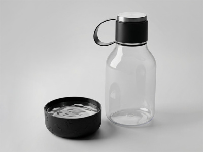 Бутылка для воды 2-в-1 Dog Bowl Bottle со съемной миской для питомцев, 1500 мл, черный