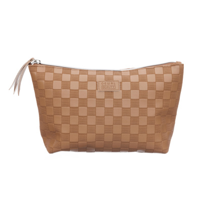 Косметичка Dewal Beauty серия "Шашки", коричневая,23х8,5х17см