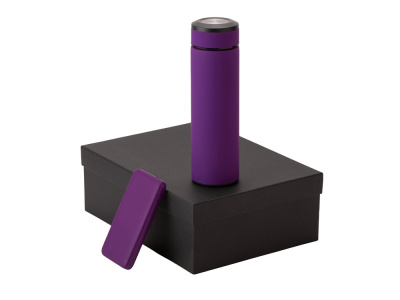 Подарочный набор с термосом и повербанком С2, фиолетовый , размер 10000 mAh