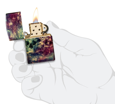 Зажигалка ZIPPO Galaxy Skull с покрытием 540 Tumbled Brass, латунь/сталь, разноцветная, 38x13x57 мм