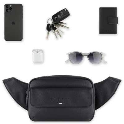 Сумка на пояс мужская BUGATTI РИКО | RICO, черный, полиуретан, 22 x 7 x 15 см