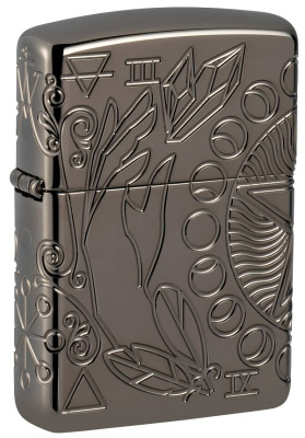Зажигалка ZIPPO Armor® Wicca Design с покрытием Black Ice®, латунь/сталь, чёрная, 38x13x57 мм