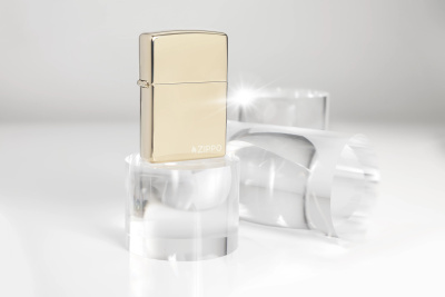 Зажигалка ZIPPO Logo с покрытием Champagne, латунь/сталь, золотистая, глянцевая, 38x13x57 мм