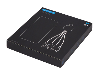 Набор из внешнего акуумулятора и универсального кабеля с подсветкой лого Reserve LED, 10000mAh, черный