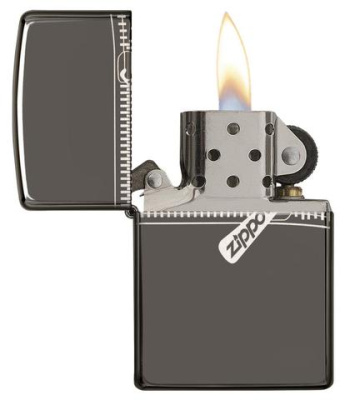 Зажигалка ZIPPO Puller с покрытием Black Ice ®, латунь/сталь, чёрная, глянцевая, 38x13x57 мм