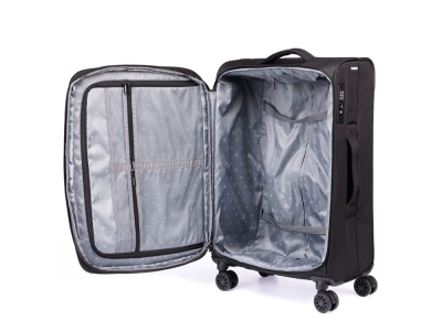 Чемодан TORBER БРОСНО, чёрный, нейлон 600D, 43,5 х 26 х 68 см, 56 л , размер M