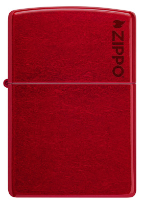 Зажигалка ZIPPO Logo с покрытием Candy Apple Red™, латунь/сталь, красная, глянцевая, 38x13x57 мм