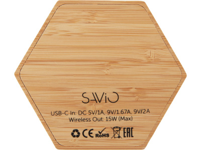 Беспроводное зарядное устройство Gex, 15 Вт, бамбук