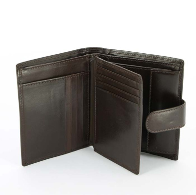 Портмоне S.Quire, натуральная воловья кожа, коричневый, гладкая, 12 x 10,4 x 1 см