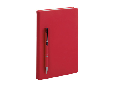 Подарочный набор с блокнотом С3, металлической ручкой и термокружкой, красный , размер магнитная обложка