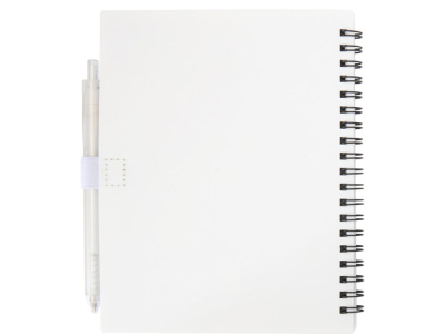 Набор Niove из блокнота из переработанного пластика в мягкой обложке и шариковой ручки (синие чернила) - Белый