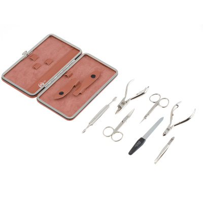 Маникюрный набор GD, 7 пр. Футляр: искусственная кожа, цвет терракотовый