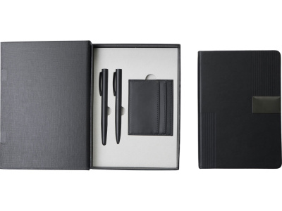Подарочный набор Goethe с блокнотом А5, 2-мя ручками и картхолдером, черный