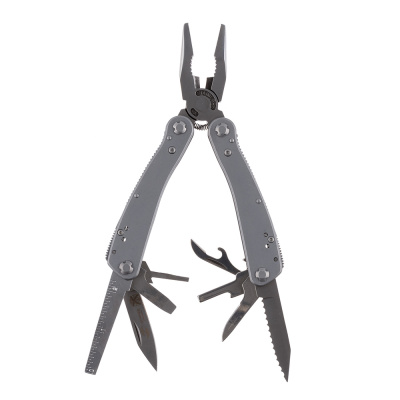 Мультитул Stinger, 105x50 мм, 16 функций, сталь, серебристый, 10 насадок и нейлоновый чехол