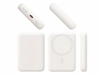 Магнитный внешний беспроводной аккумулятор Polarix, QC/PD, 10000 мАч, слоновая кость