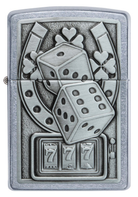 Зажигалка ZIPPO Lucky 7 с покрытием Street Chrome, латунь/сталь, серебристая, 38x13x57 мм
