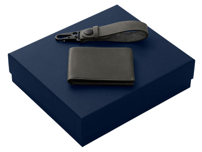 Подарочный набор Long River: кошелек, ремешок для ключей (без лого Long River), синяя коробка , размер Без лого