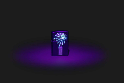 Зажигалка ZIPPO Mountain Waterfall с покрытием Black Light, латунь/сталь, черная,матовая 38x13x57 мм