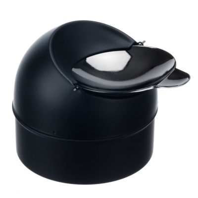 Пепельница S.Quire круглая, сталь, покрытие хром, черная, с откидной крышкой, 93 мм