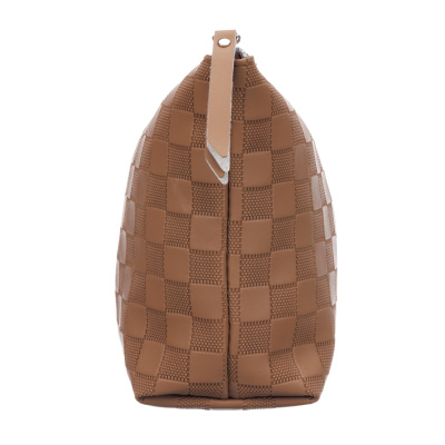 Косметичка Dewal Beauty серия "Шашки", коричневая,23х8,5х17см