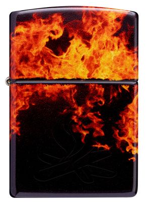 Зажигалка ZIPPO Fusion Inferno Design с покрытием 540 Tumbled Brass, латунь/сталь, разноцветная, 38x13x57 мм