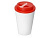 Пластиковый стакан Take away с двойными стенками и крышкой с силиконовым клапаном, 350 мл, белый/красный