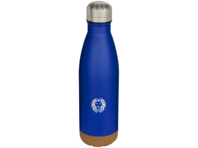 Бутылка для воды Cove из нержавеющей стали с двойными стенками и вакуумной изоляцией, объемом 500 мл, с пробковыми деталями - Ярко-синий
