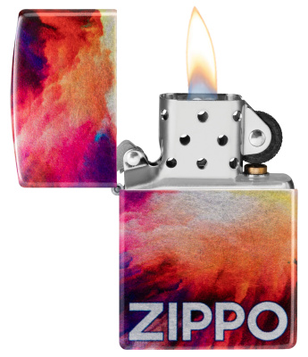 Зажигалка ZIPPO Tie Dye с покрытием 540 Tumbled Chrome, латунь/сталь, разноцветная, 38x13x57 мм
