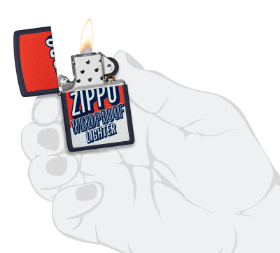 Зажигалка ZIPPO Color Block Design с покрытием Navy Matte, латунь/сталь, синяя, 38x13x57 мм