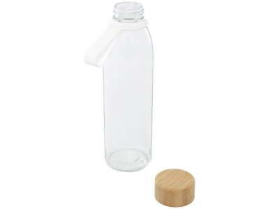 Стеклянная бутылка для воды Porto объемом 500 мл с силиконовой ручкой и бамбуковой крышкой - Прозрачный