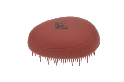 Щетка массажная Dewal Beauty серия"Прованс"с пластиковым штифтом, овальная, коричневая