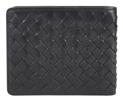 Портмоне Mano "Don Luca", натуральная кожа в черном цвете, 11 х 9 см