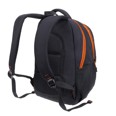 Рюкзак TORBER КЛАСС, черный с оранжевой вставкой, полиэстер 900D, 45 x 32 x 16 см