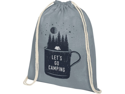 Рюкзак со шнурком Oregon хлопка плотностью 140 г/м2, серый