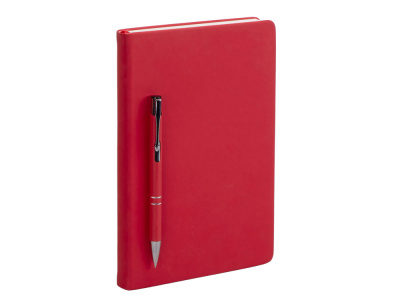 Подарочный набор с блокнотом С3, металлической ручкой и термобутылкой, красный , размер магнитная обложка