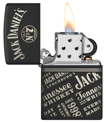Зажигалка ZIPPO Jack Daniel's с покрытием Black Matte, латунь/сталь, разноцветная, 38x13x57 мм