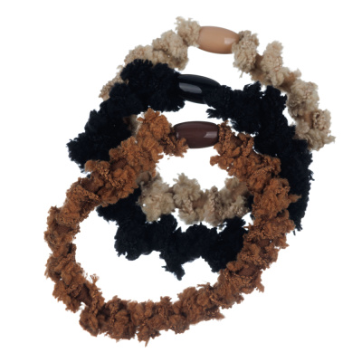 Резинки для волос Dewal Beauty, цвет бежевый/коричневый/черный (3шт.).