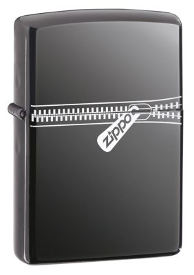 Зажигалка ZIPPO Puller с покрытием Black Ice ®, латунь/сталь, чёрная, глянцевая, 38x13x57 мм
