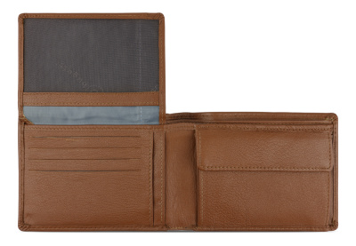 Портмоне BUGATTI ШЕДЕВР | BOMBA, с защитой данных RFID, коньячного цвета, кожа козы/полиэстер, 12,5х2х9 см