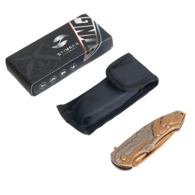 Нож складной Stinger, 84 мм, (бронзовый), материал рукояти: сталь (серо-бронзовый)