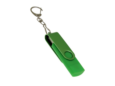 USB-флешка на 32 Гб 2 в 1 поворотный механизм, c дополнительным разъемом Type-C с одноцветным металлическим клипом, зеленый , размер 32ГБ