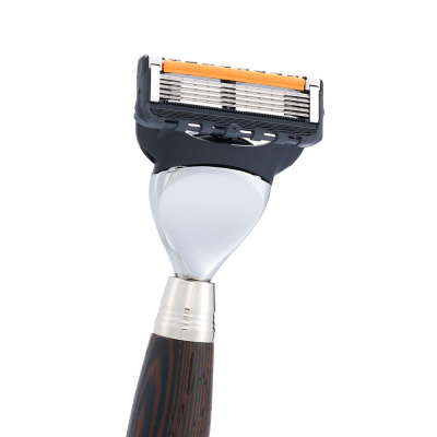 Бритвенный набор IL Ceppo: станок, помазок, подставка, чаша, венге/никелированная латунь, FUSION, натуральный ворс барсука BEST BADGER