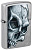 Зажигалка ZIPPO Skull and Flame с покрытием Street Chrome, латунь/сталь, серебристая, матовая, 38x13x57 мм
